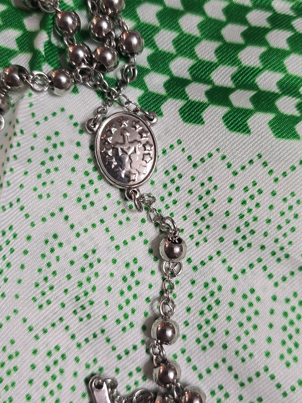 Stainless Steel Rosary Necklace with Cross Pendant - Picture 5 of 7